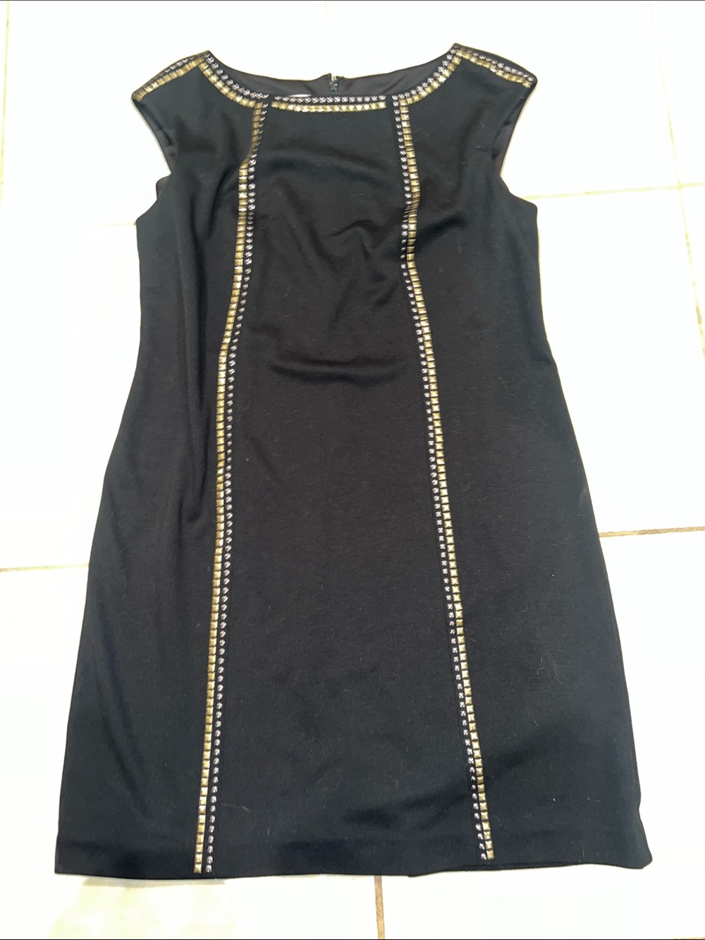 Maggy London Black Embellished Sheath Dress